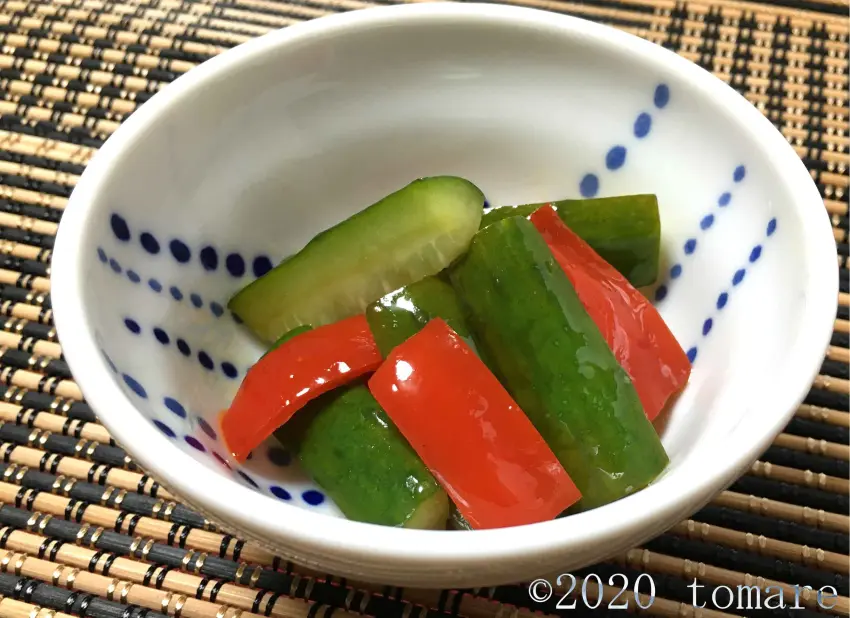 きゅうりと赤ピーマンの甘酢漬け